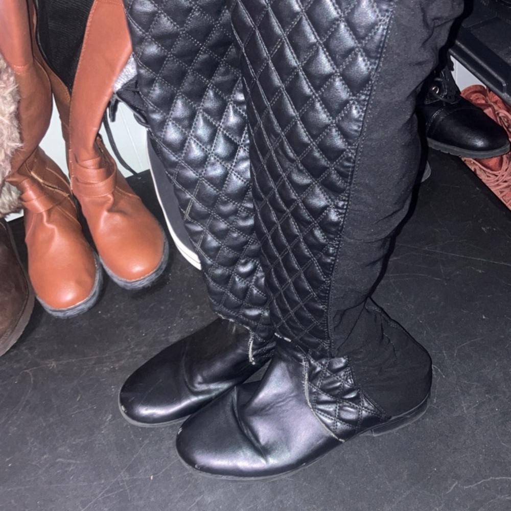 Unisa Black Quilted Over the Knee Boots